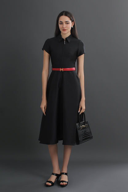 Mira Collared A-Line Midi Dress