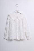 Peter Pan Collar Lace Top in White & Beige (Free size)