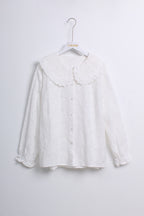 Peter Pan Collar Lace Top in White & Beige (Free size)