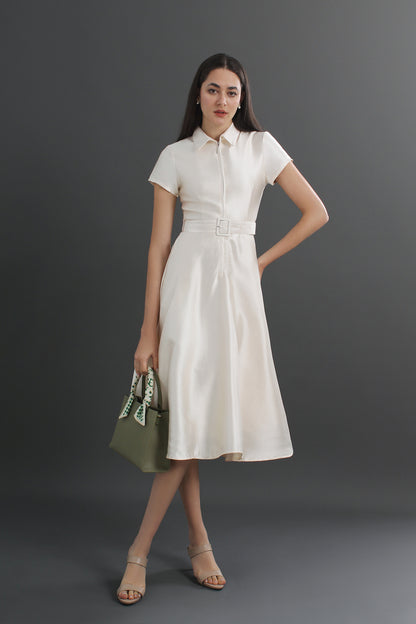 Mira Collared A-Line Midi Dress