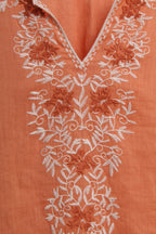 Bohemian Linen Blouse in Orange (Free size)