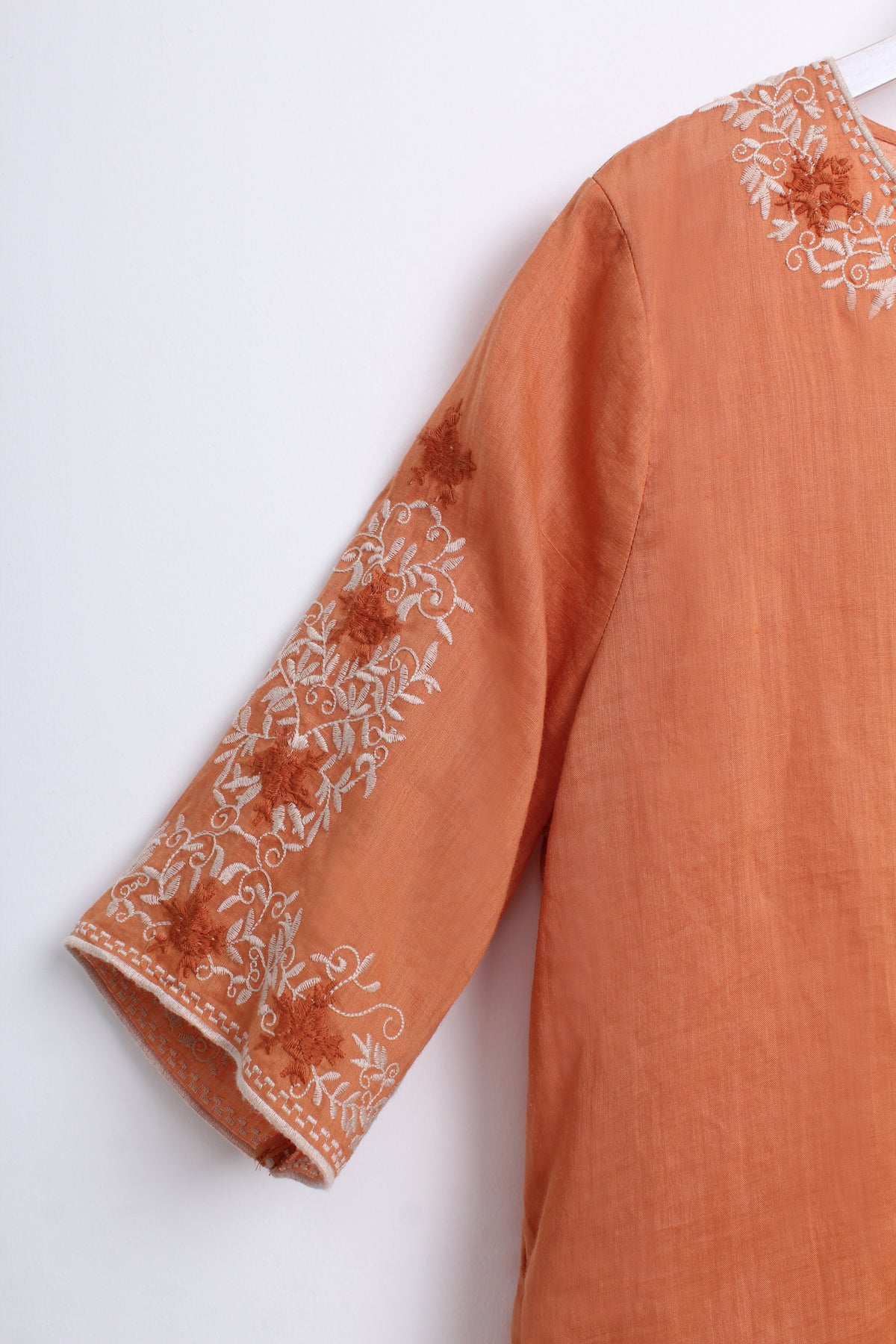 Bohemian Linen Blouse in Orange (Free size)