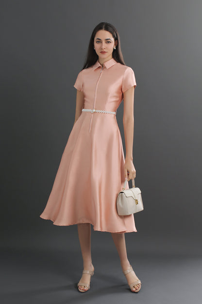 Mira Collared A-Line Midi Dress