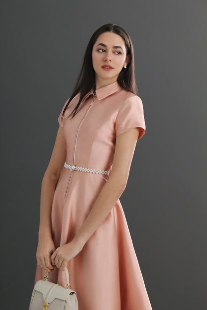 Mira Collared A-Line Midi Dress