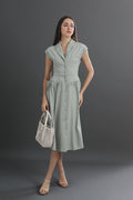 Roberta V-Neck Collar Flare Midi Dress