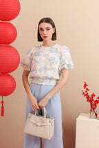 Floral Trim Puff Sleeve Blouse