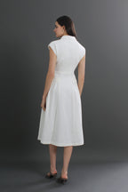 Roberta V-Neck Collar Flare Midi Dress
