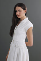 Roberta V-Neck Collar Flare Midi Dress