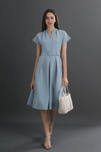 Charlotte V-neck Belted Midi Dress