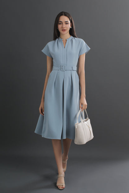 Charlotte V-neck Belted Midi Dress