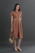Charlotte V-neck Belted Midi Dress