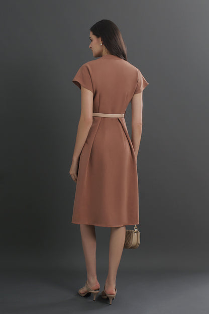 Charlotte V-neck Belted Midi Dress