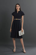 Charlotte V-neck Belted Midi Dress