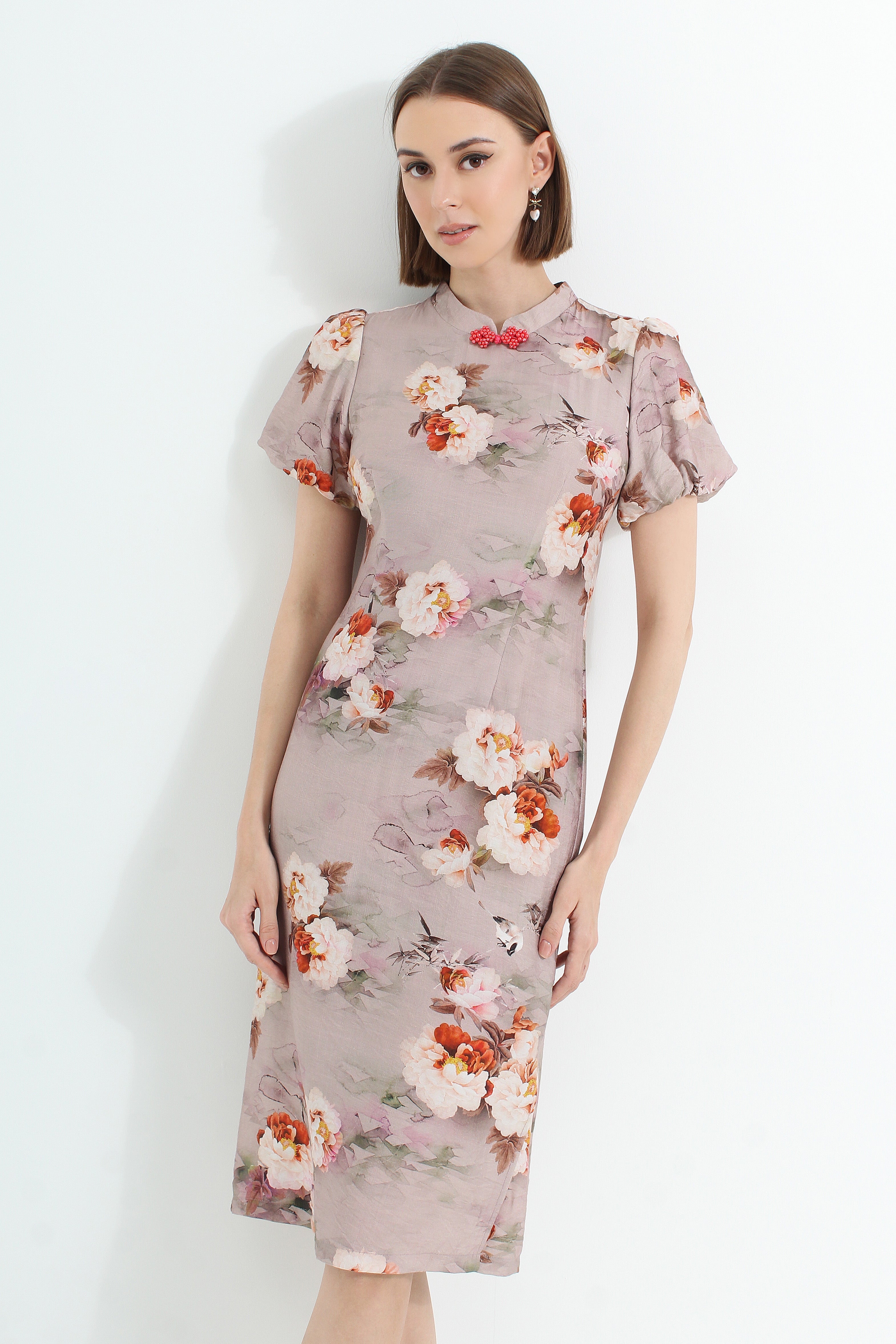 Painted Peony Modern Cheongsam