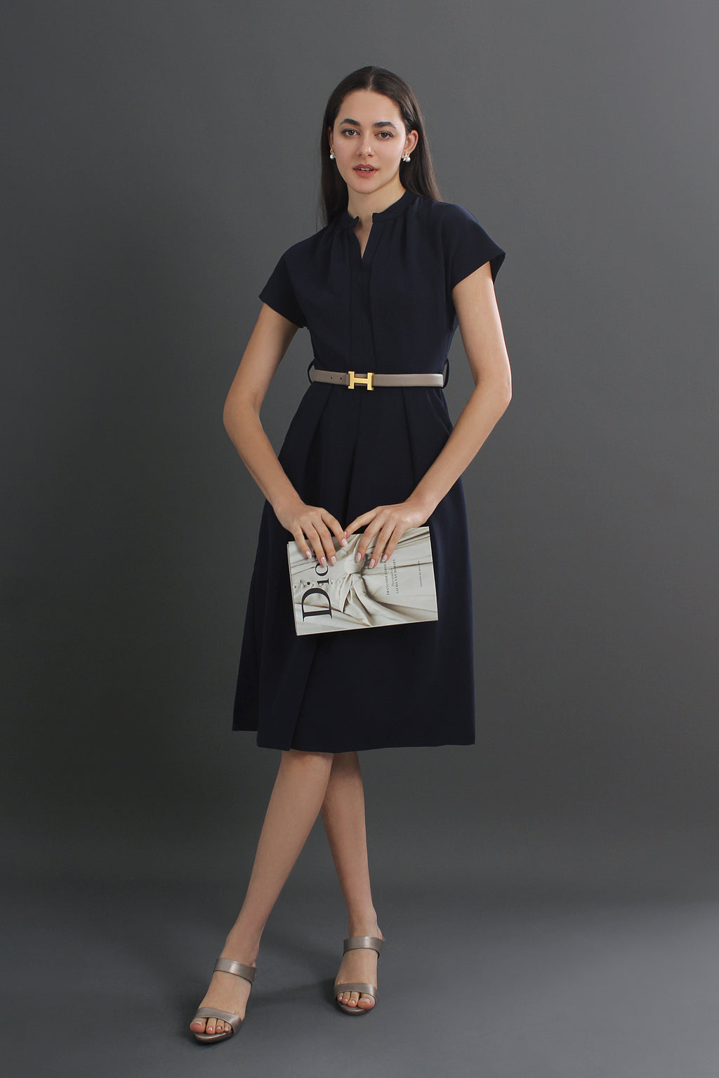 Charlotte V-neck Belted Midi Dress