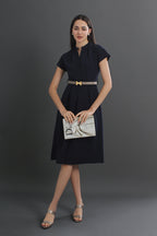 Charlotte V-neck Belted Midi Dress