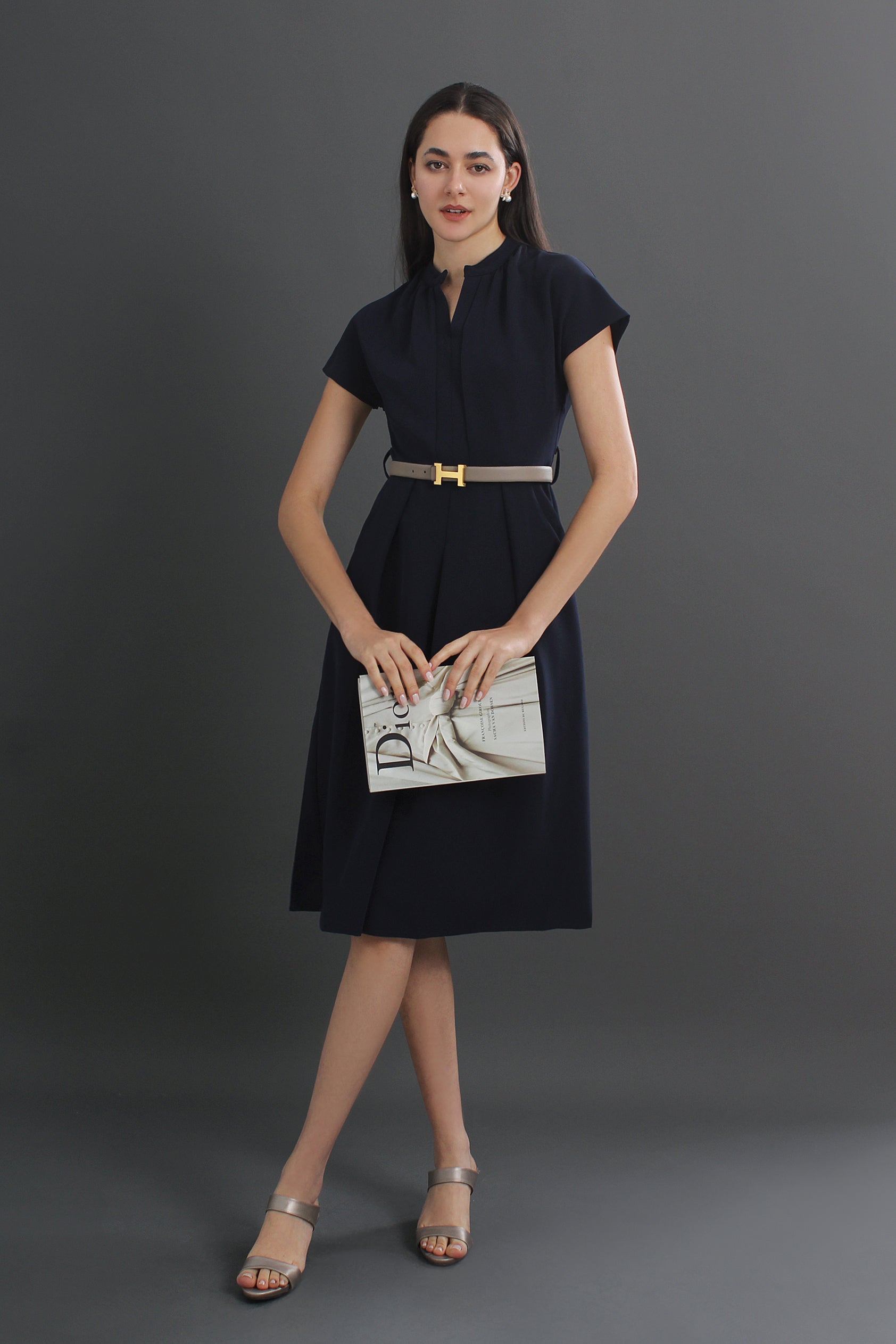 Charlotte V-neck Belted Midi Dress