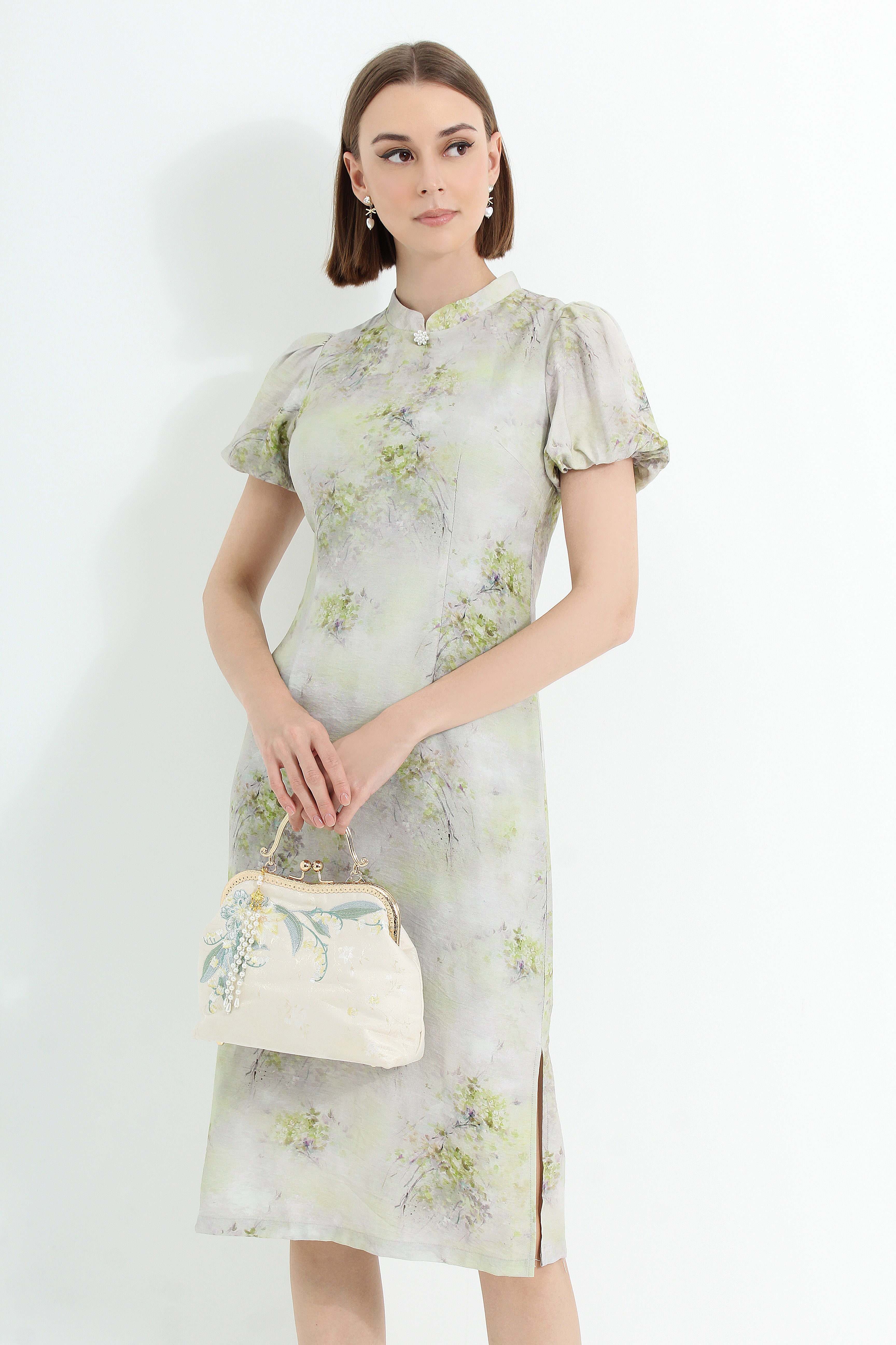 Painted Peony Modern Cheongsam