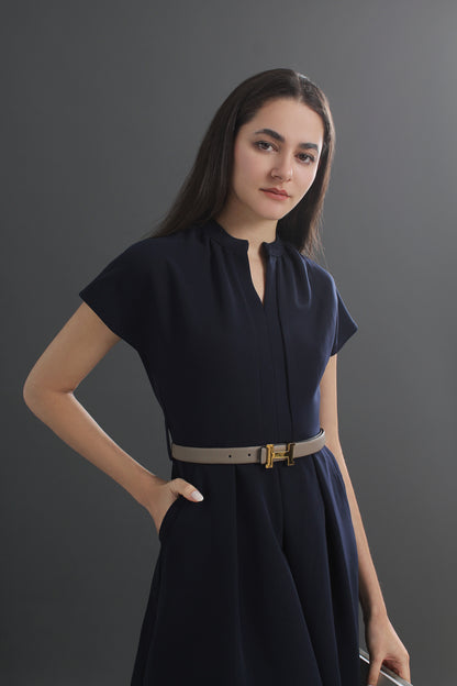 Charlotte V-neck Belted Midi Dress