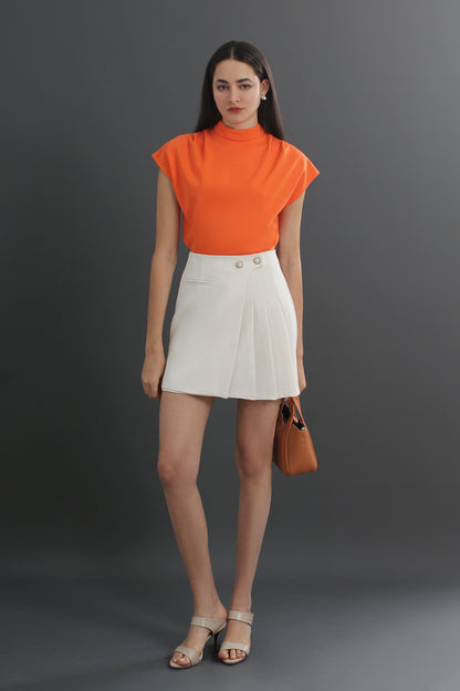 Makeda Sleeveless Turtleneck T-shirt Crew Neck Tee Knit Top