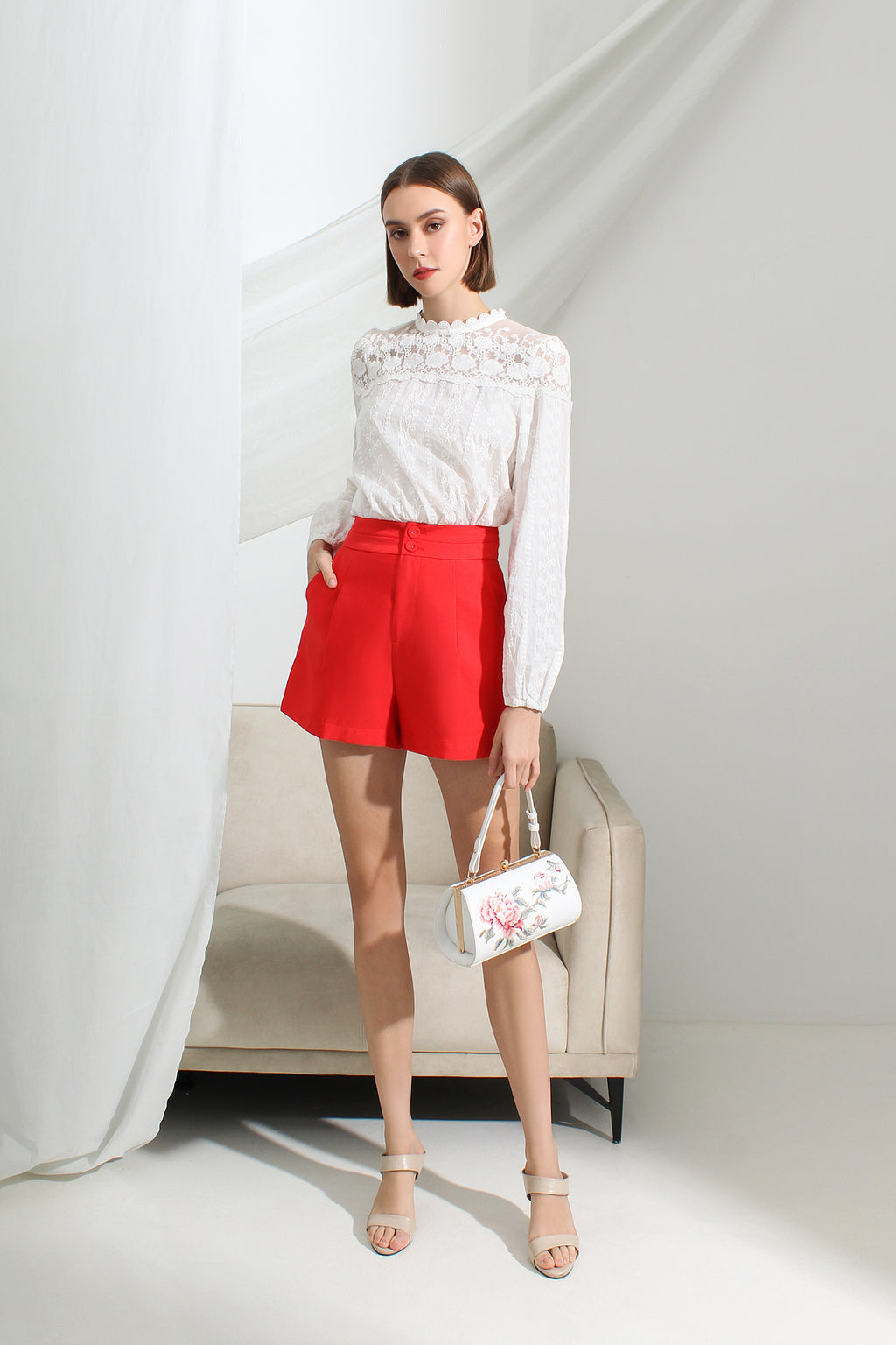 Tailored High Waisted Buttoned Shorts