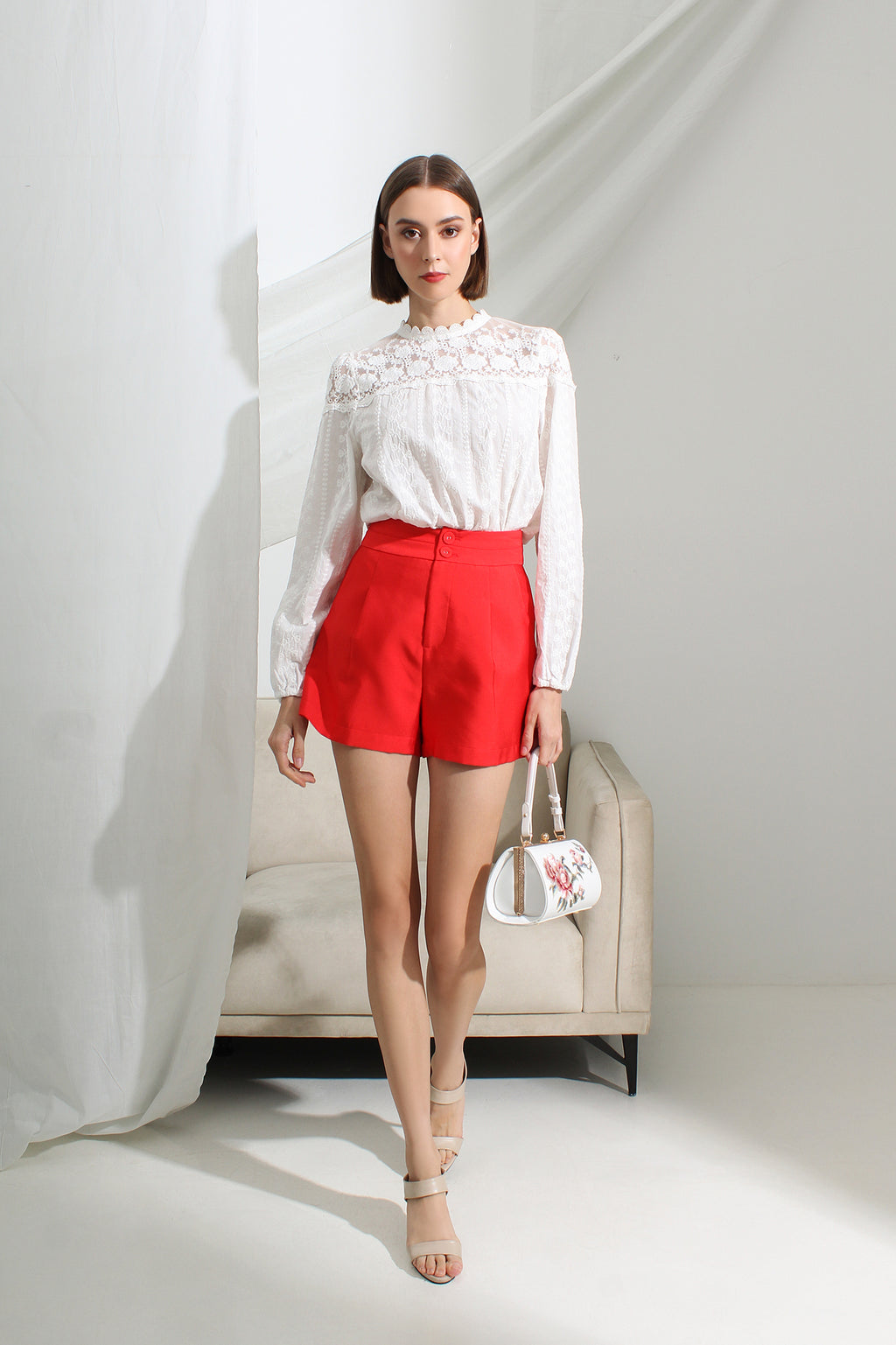 Tailored High Waisted Buttoned Shorts