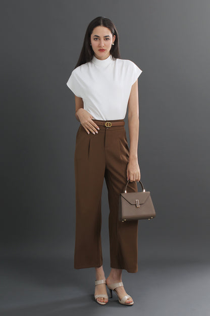 Makeda Sleeveless Turtleneck T-shirt Crew Neck Tee Knit Top