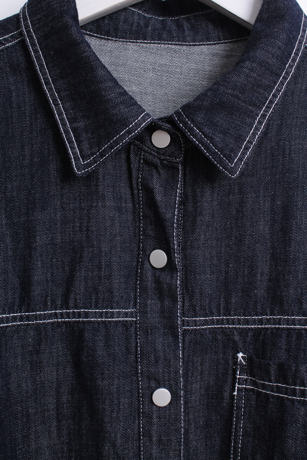 Dark Denim Shirt with Knit Overlay (Free size)