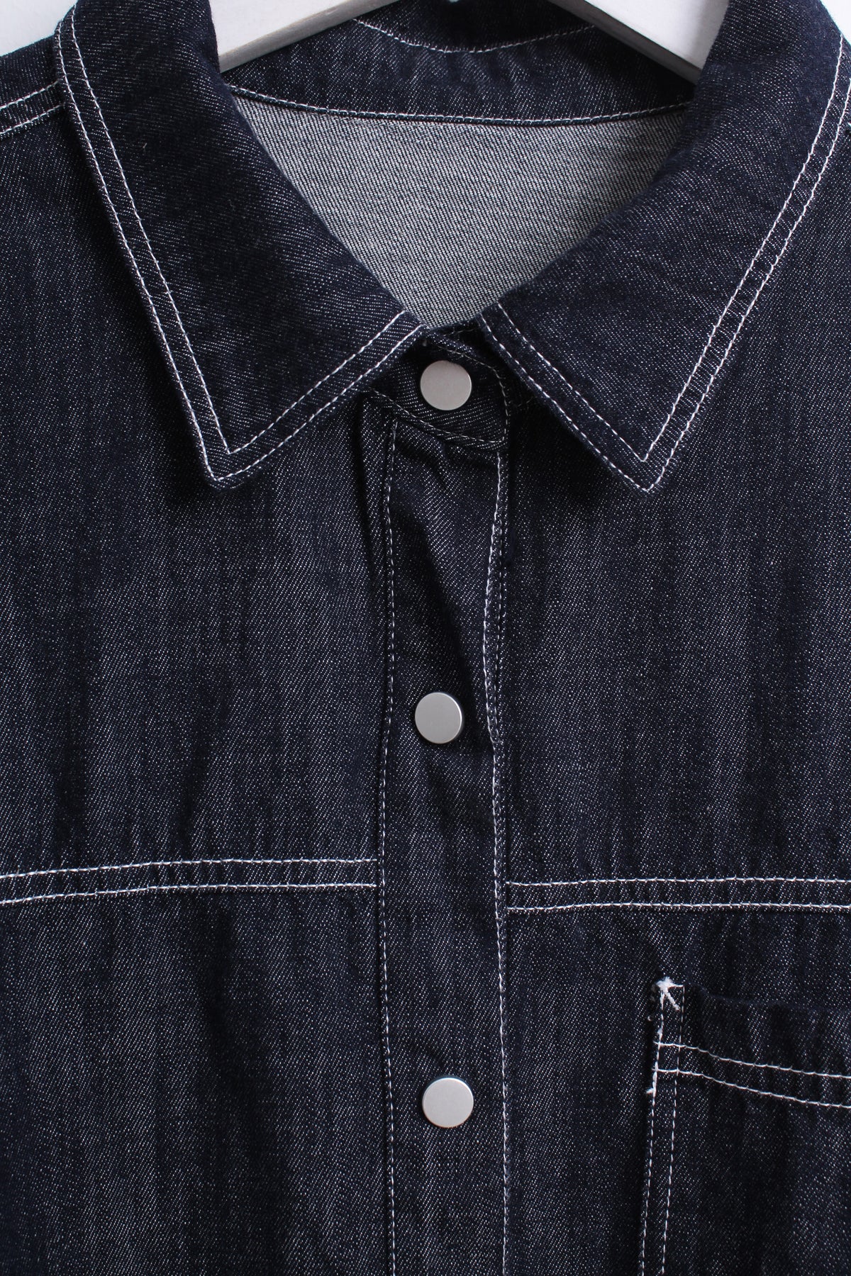Dark Denim Shirt with Knit Overlay (Free size)