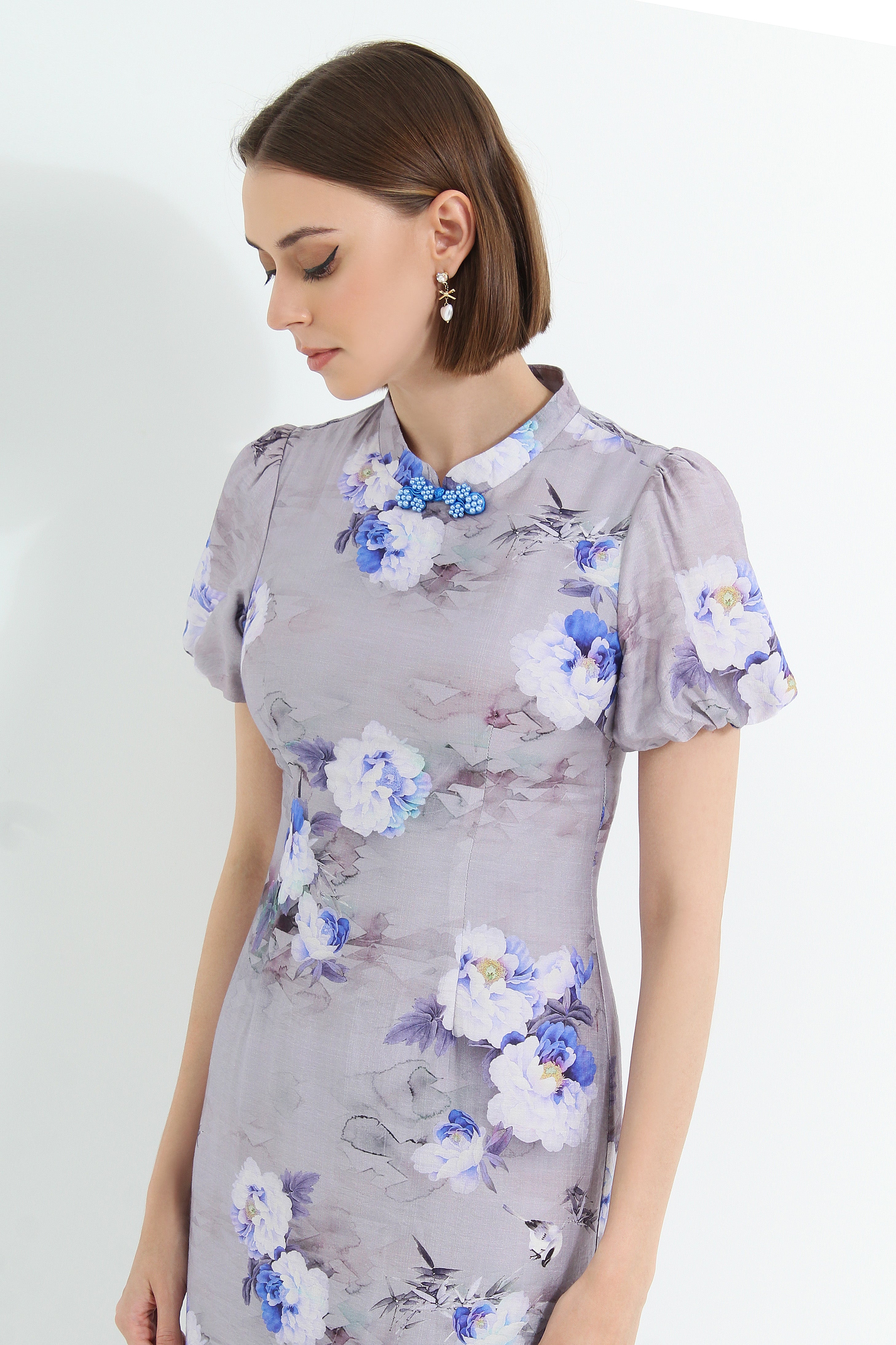 Painted Peony Modern Cheongsam