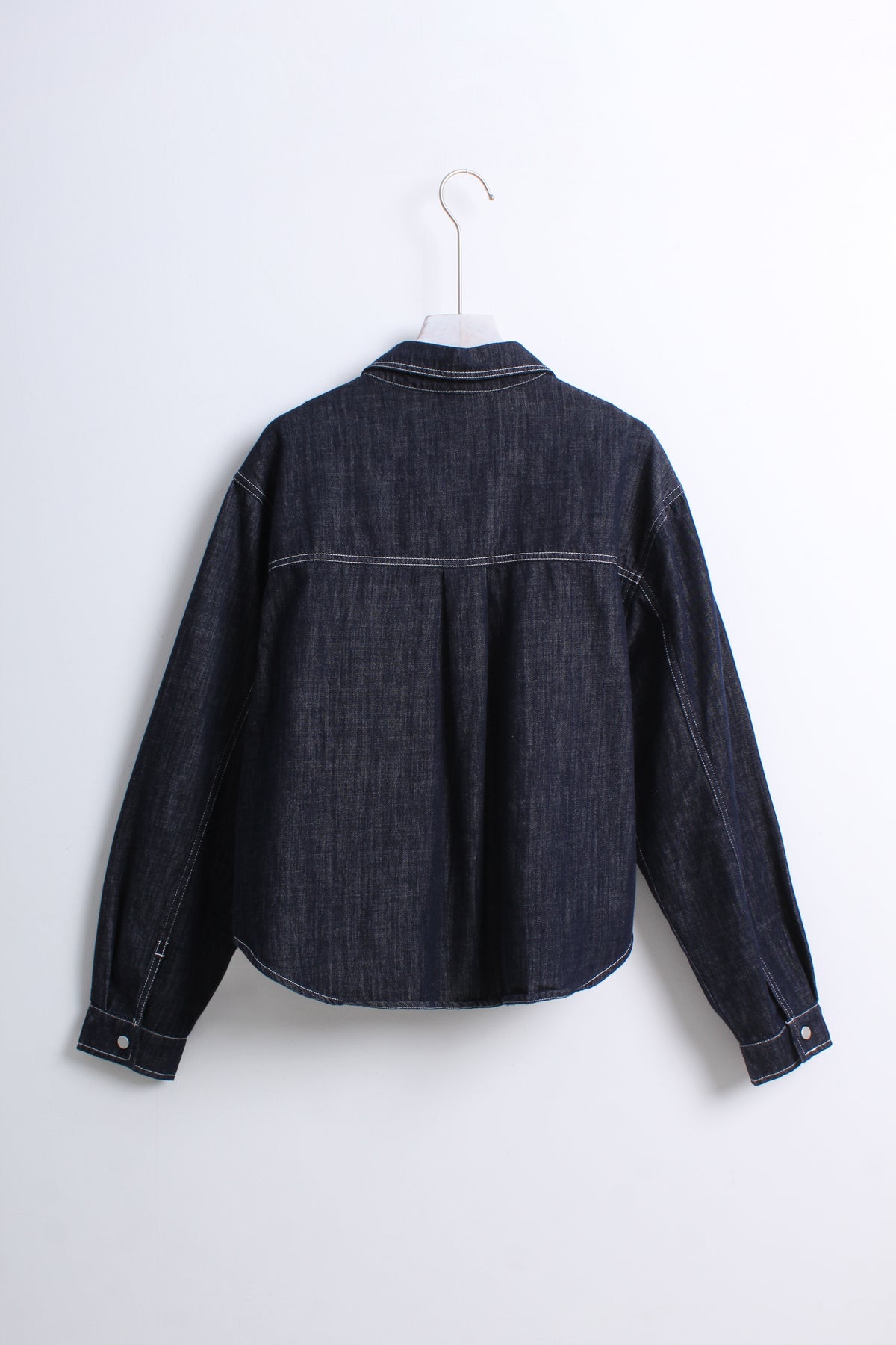 Dark Denim Shirt with Knit Overlay (Free size)