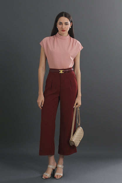 Makeda Sleeveless Turtleneck T-shirt Crew Neck Tee Knit Top