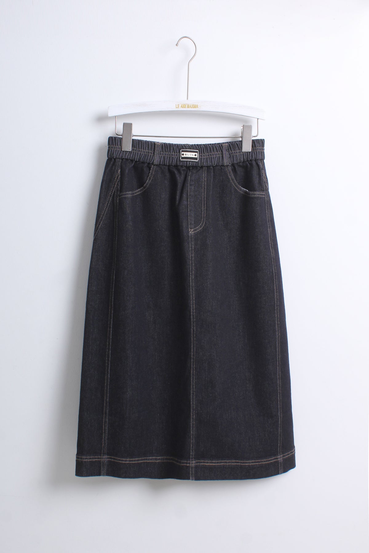 Dark Grey Denim Midi Skirt (XL size)