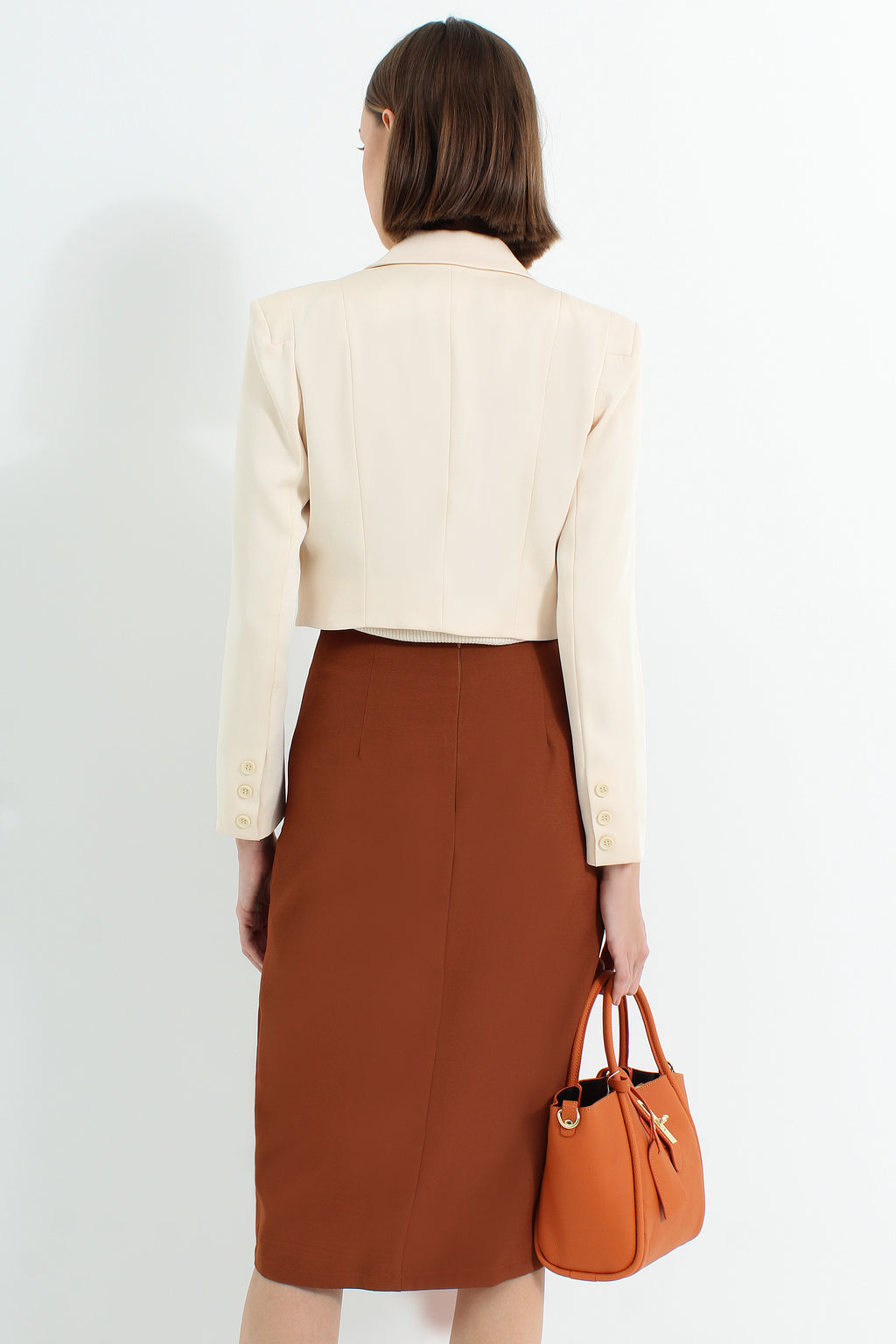 High Slit Midi Skirt with Pearls