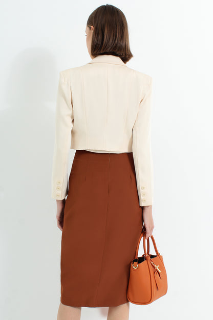 High Slit Midi Skirt with Pearls