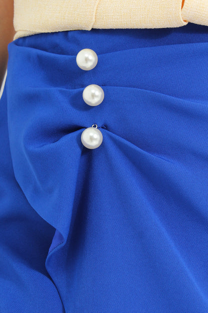 High Slit Midi Skirt with Pearls