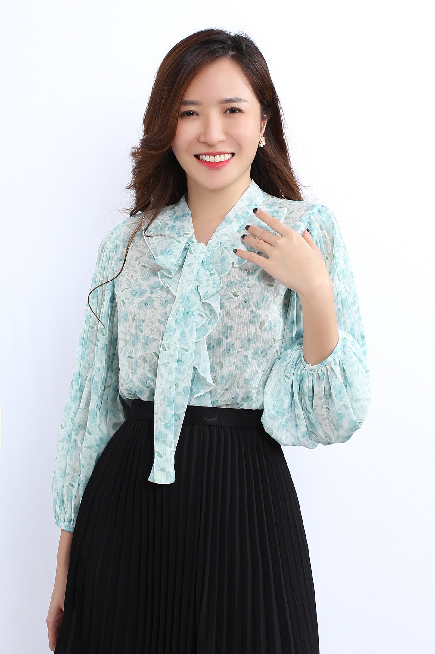 Floral Chiffon Blouse With Ruffles