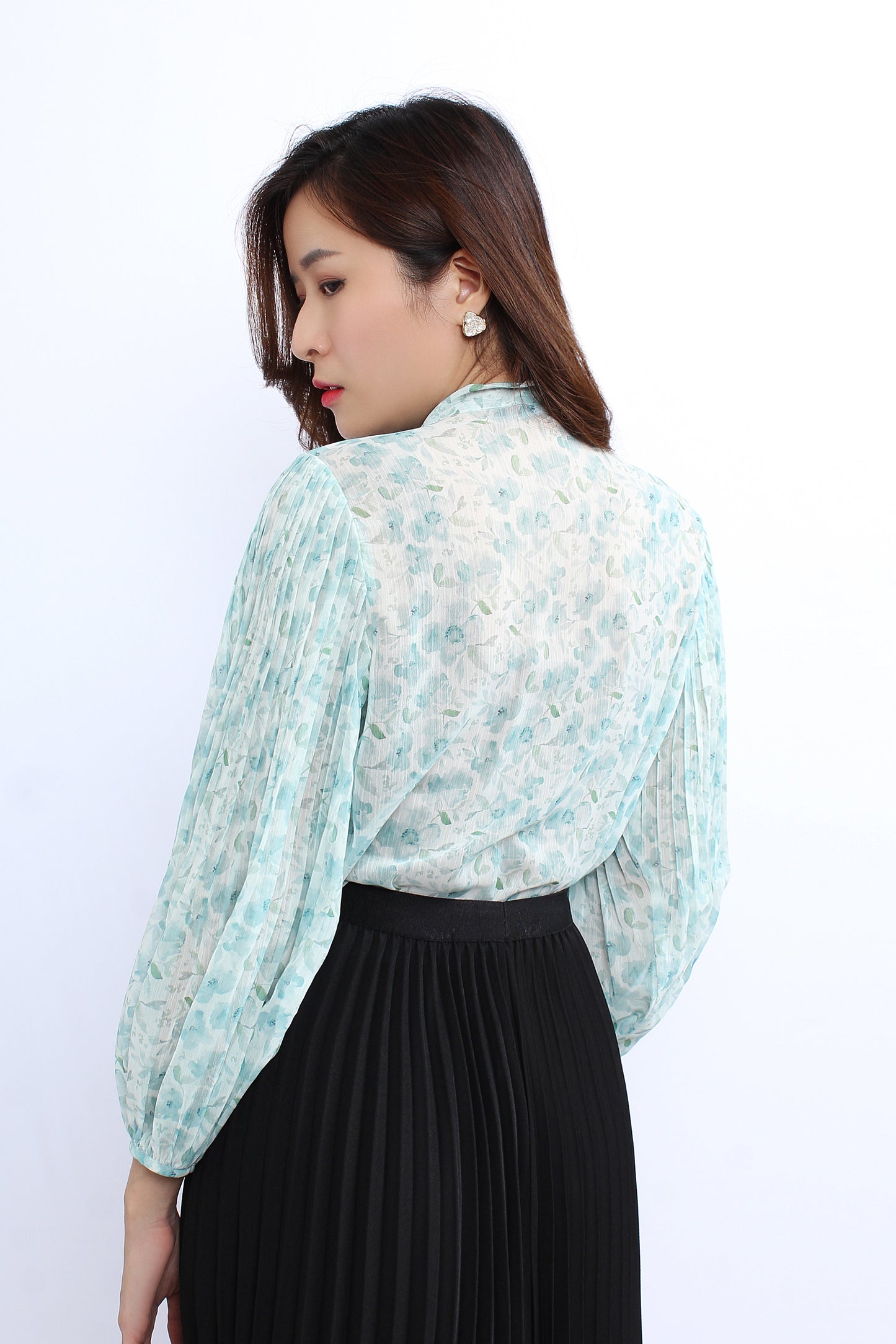 Floral Chiffon Blouse With Ruffles