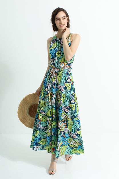 Halter Printed Maxi Dress