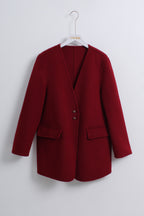 Wool Coat in Burgundy (Free size)