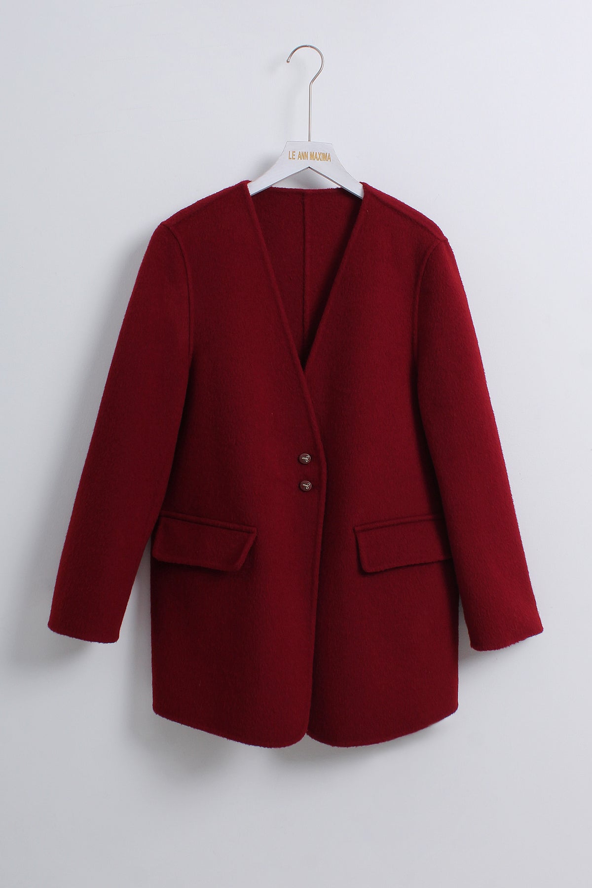 Wool Coat in Burgundy (Free size)