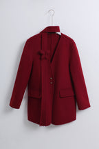 Wool Coat in Burgundy (Free size)