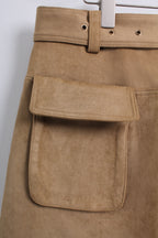 Mini Skirt with Flap Pockets in Light Brown (XL size)