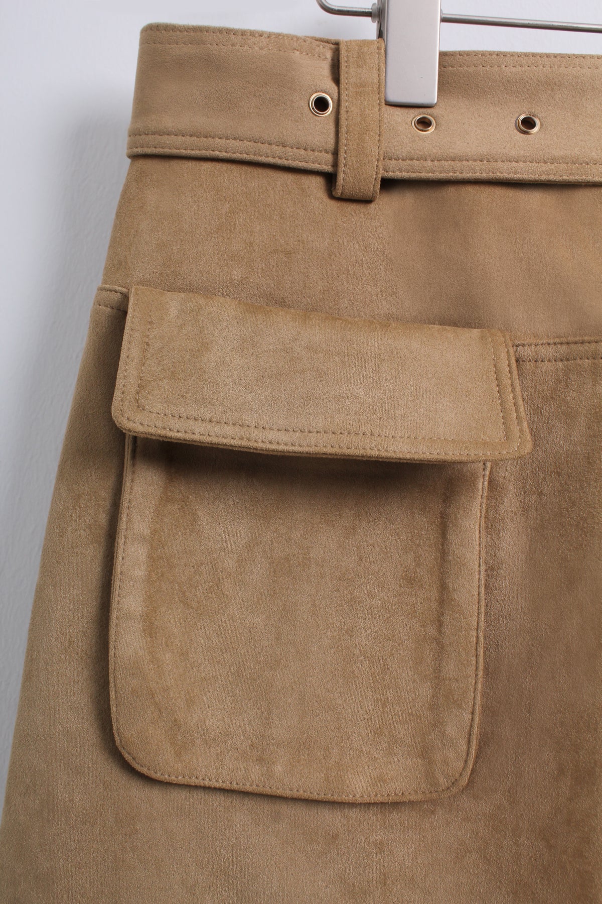 Mini Skirt with Flap Pockets in Light Brown (XL size)