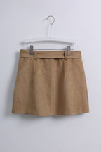Mini Skirt with Flap Pockets in Light Brown (XL size)