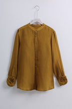 Rosettes Button Up Blouse in Mustard Yellow (XL size)