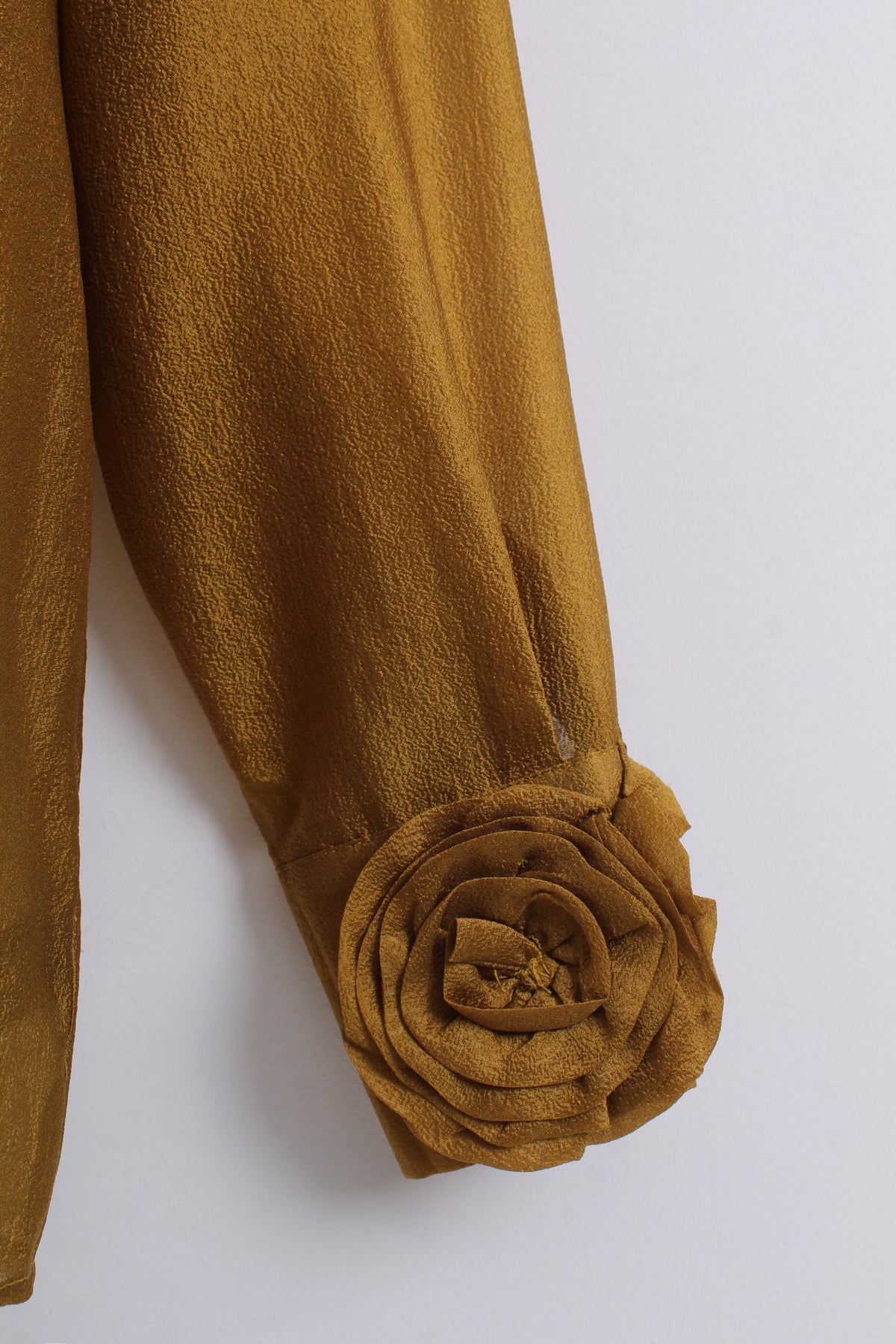 Rosettes Button Up Blouse in Mustard Yellow (XL size)