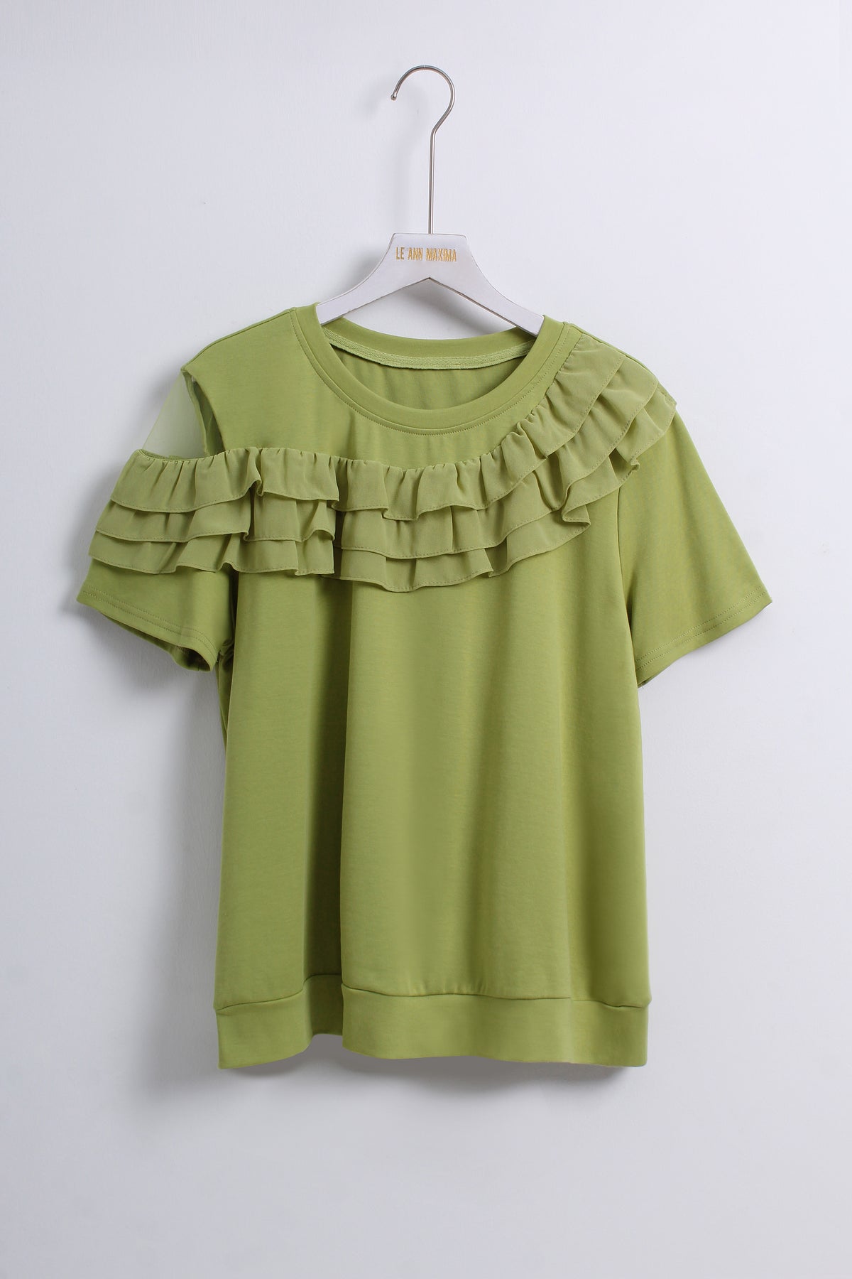 Ruffle Blouse in Green (XXL size)
