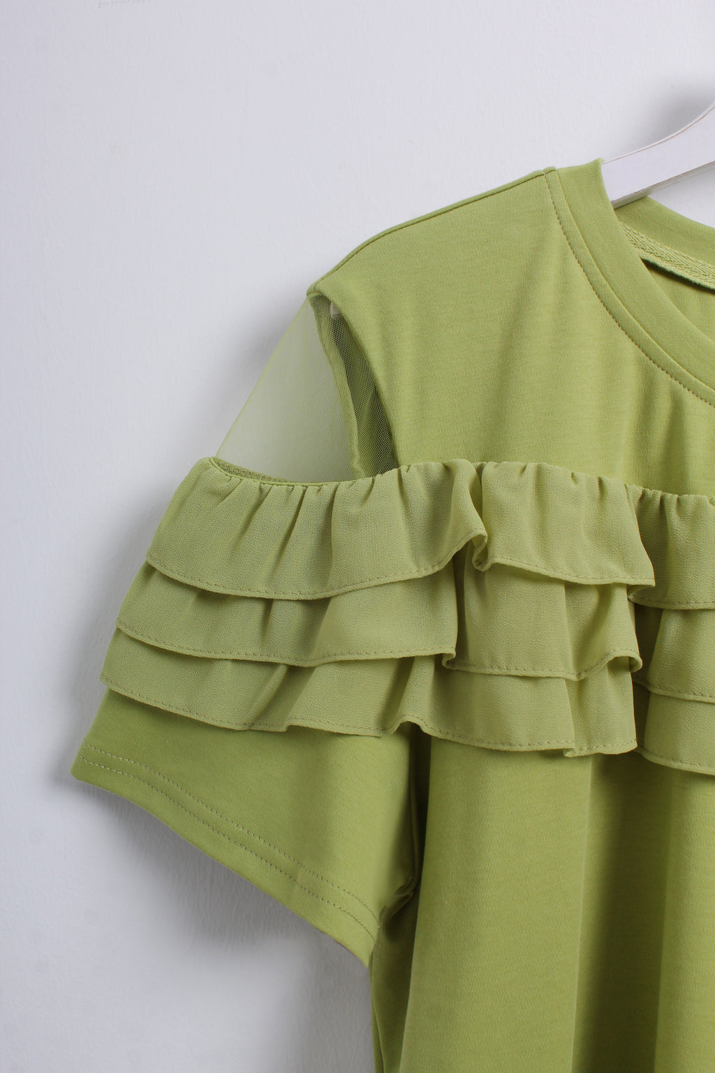 Ruffle Blouse in Green (XXL size)