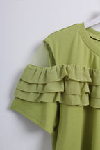 Ruffle Blouse in Green (XXL size)